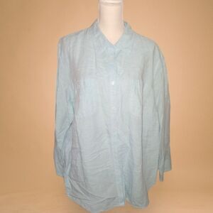CHAP  Linen Cotton Blend Long Sleeve Blouse Shirt Size L